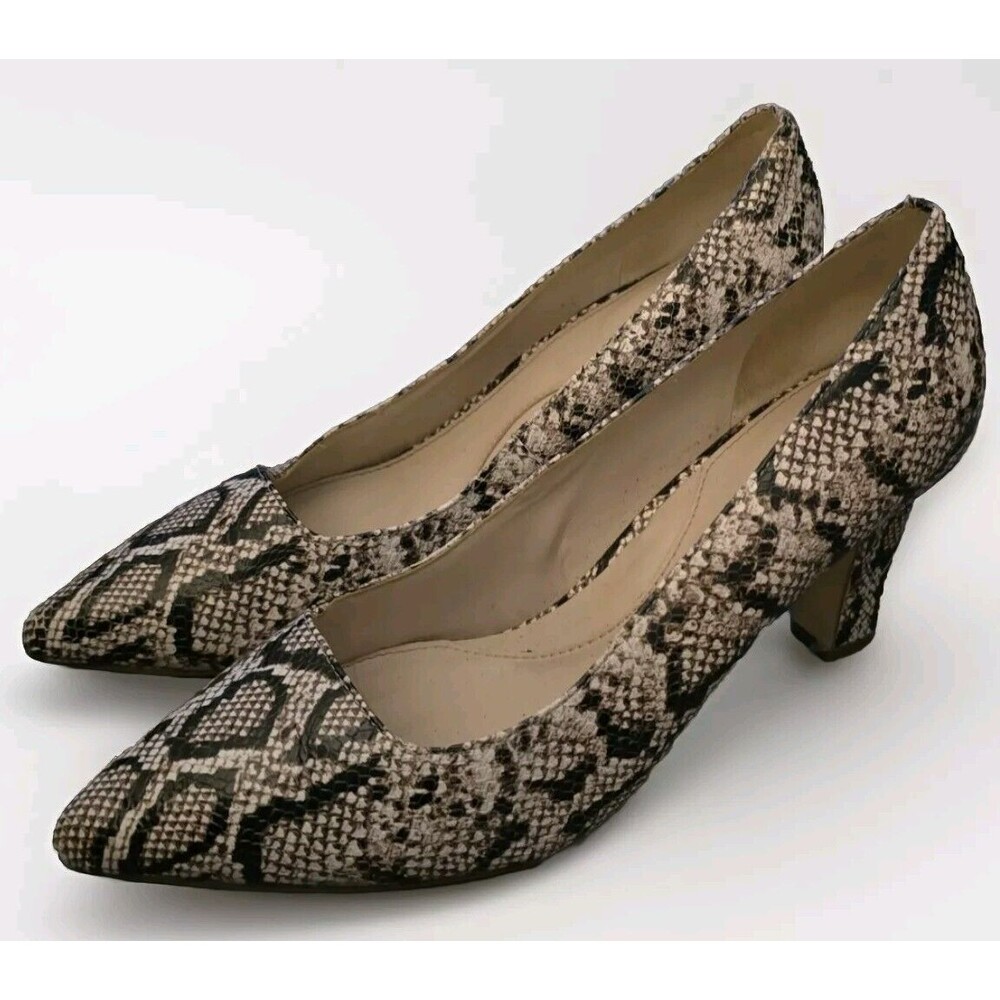 Cole Haan MC Pump 7.5 B Women's Leather Pumps Python Rama Print